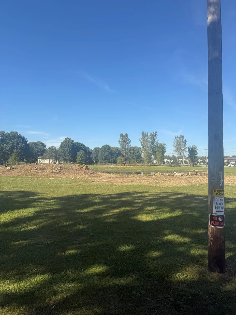 Cleared land after forestry mulching and tree removal project in Brownsburg Indiana